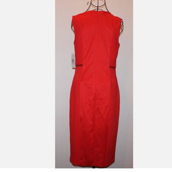 Flamingo Orange Dress 6 NWT Zip Side Pockets Sharango Sleeveless Zippered Sheath - Picture 5 of 6